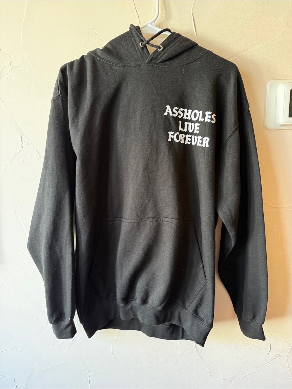 Black Graphic Pullover Hoodie - Bold White Chest Text